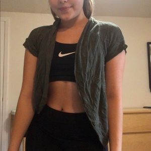 Olive Green Knit Shrug